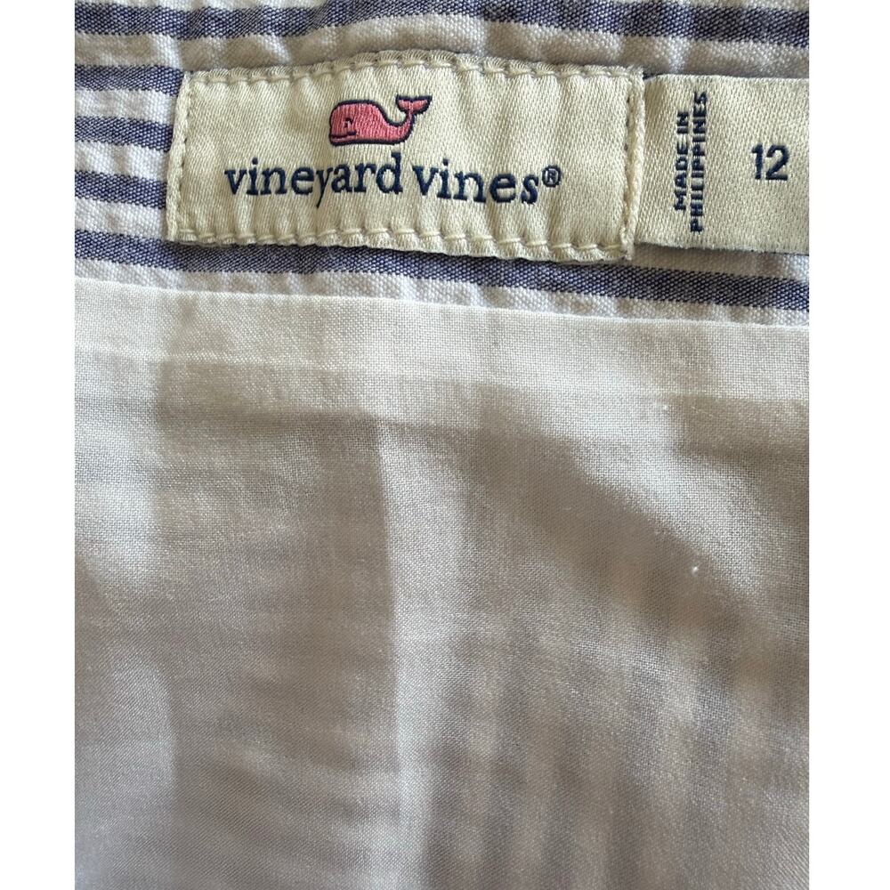 Vineyard Vines Seersucker Front Tie Skirt, Blue/White, Size 12 - Picture 4 of 4